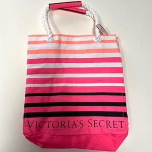 NWT Victoria’s Secret Pink Striped Beach Tote